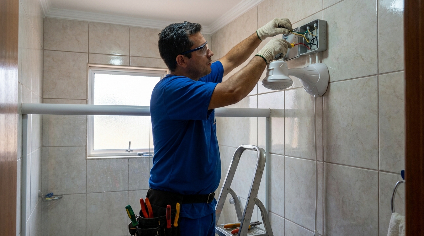 Instalacao de chuveiro eletrico profissional em Praia Grande‑SP