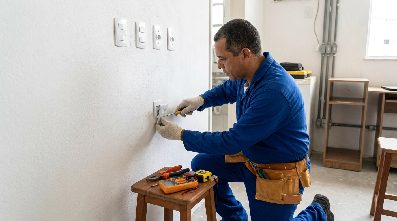 Instalacao de tomada e interruptor profissional em Praia Grande‑SP