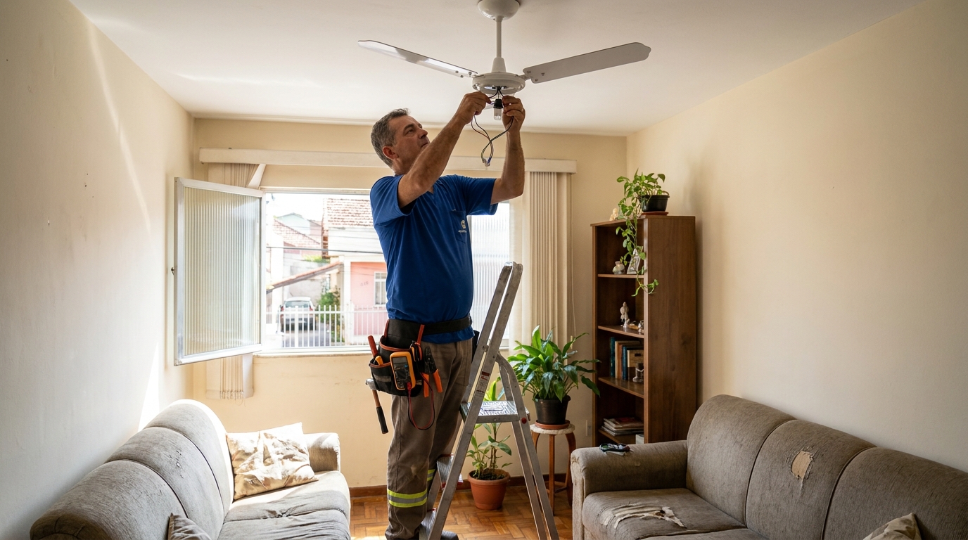 Instalacao de ventilador de teto em Praia Grande‑SP