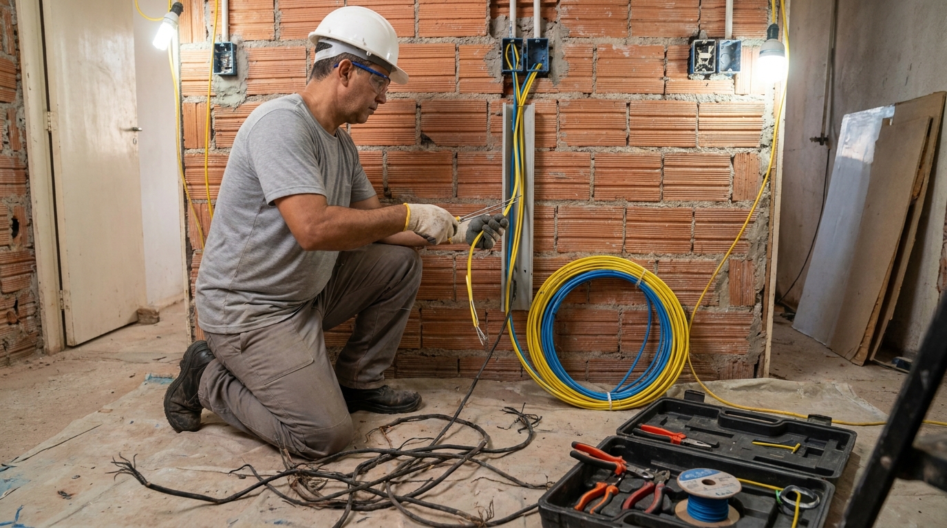 Troca de fiacao eletrica residencial em Praia Grande‑SP